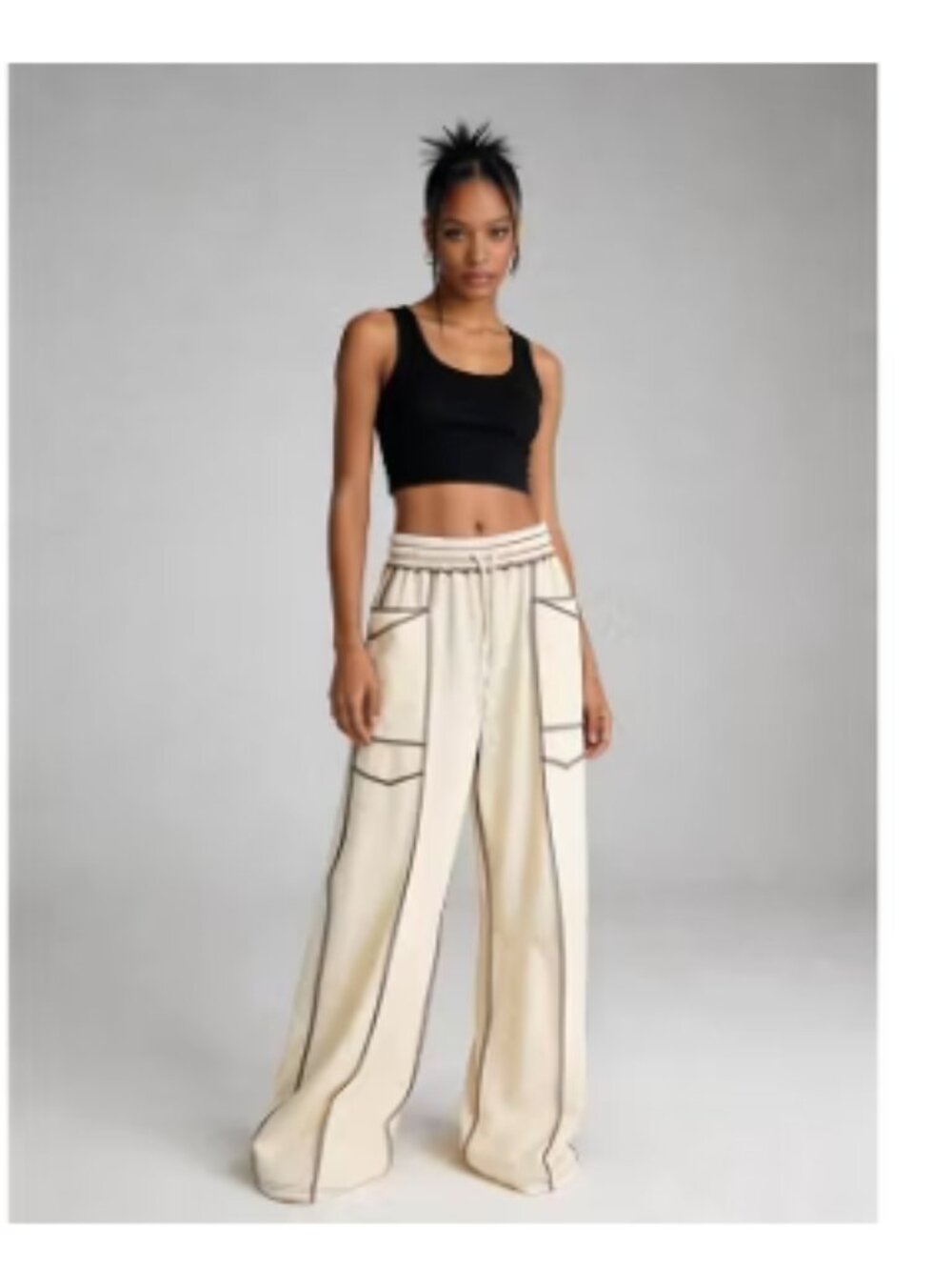 Cherie Code High-Rise Wide Leg Barrel Pant Beige XL - Picture 7 of 7